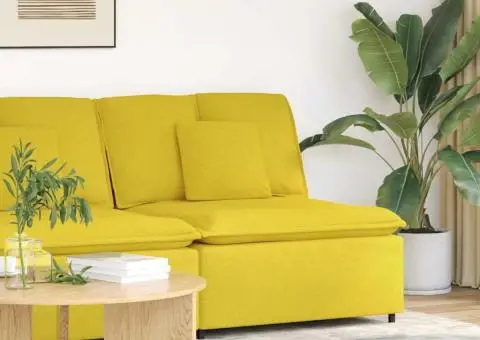 Modul central canapea modulară cu perne, galben deschis, 100 cm - 1/5
