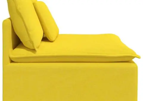 Modul central canapea modulară cu perne, galben deschis, 100 cm - 3/5
