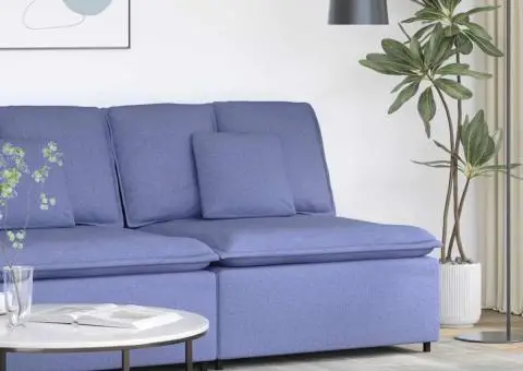 Modul central canapea modulară cu perne, albastru jeans, 100 cm - 1/5