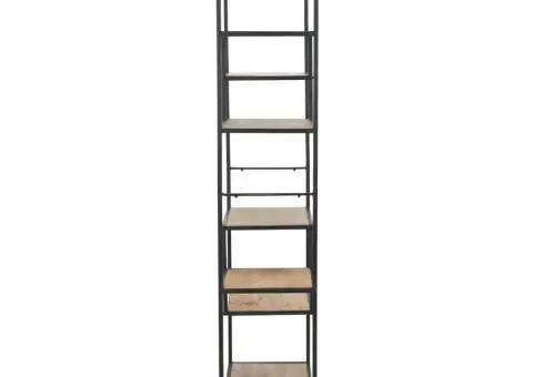 Bibliotecă, 90,5x35x180 cm, lemn masiv de brad și oțel - 3/5