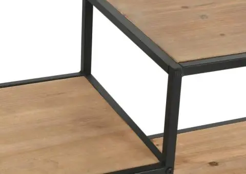 Bibliotecă, 90,5x35x180 cm, lemn masiv de brad și oțel - 5/5