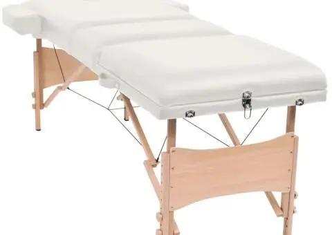 Set taburet și masă masaj pliabile 3 zone, 10 cm grosime, alb - 2/5