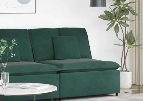 Modul central canapea modulară cu perne, verde închis, 100 cm - 1/5