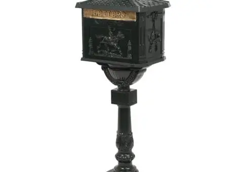 Cutie poștală cu picior, aluminiu, vintage, inoxidabil, verde - 2/5