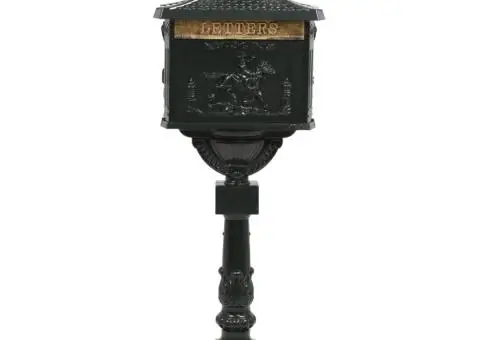 Cutie poștală cu picior, aluminiu, vintage, inoxidabil, verde - 3/5