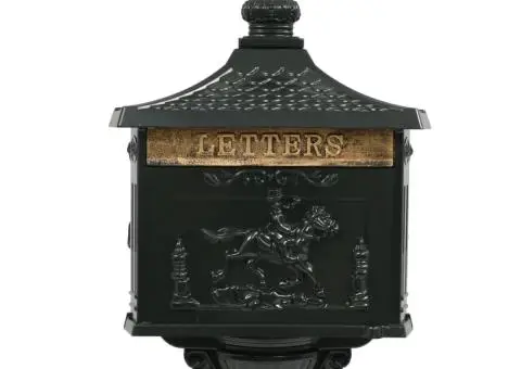 Cutie poștală cu picior, aluminiu, vintage, inoxidabil, verde - 4/5