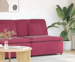 Modul central canapea modulară cu perne, roșu vin, 100 cm
