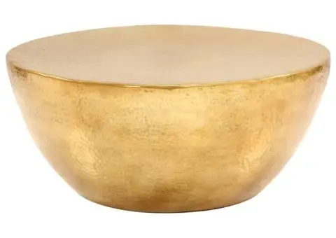 Măsuță de cafea, alamă, 70 x 30 cm, aluminiu bătut cu ciocanul - 1/5