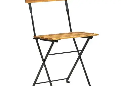 Scaune de grădină pliabile, 2 buc., oțel și lemn masiv acacia - 3/5