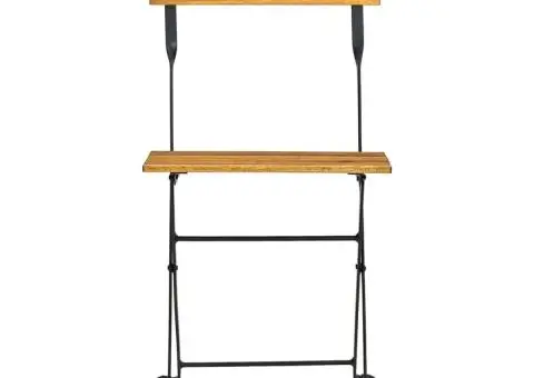 Scaune de grădină pliabile, 2 buc., oțel și lemn masiv acacia - 4/5