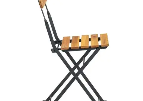 Scaune de grădină pliabile, 2 buc., oțel și lemn masiv acacia - 5/5