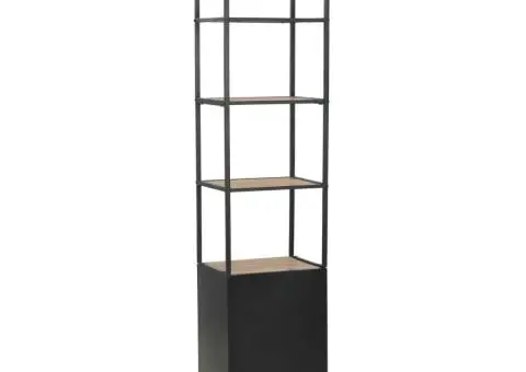 Bibliotecă, 40,5x32,5x180 cm, lemn masiv de brad și oțel - 4/5