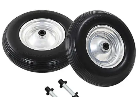 Roți de roabă cu osie, 2 buc, 4.00-8, PU solid, 390 mm - 2/5