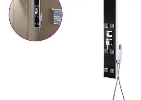 Unitate panou de duș, sticlă, 18 x 42,1 x 120 cm, negru - 2/5