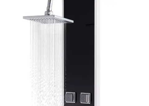 Unitate panou de duș, sticlă, 18 x 42,1 x 120 cm, negru - 4/5