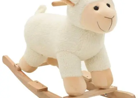 Balansoar oaie, pluș, 78 x 34 x 58 cm, alb - 1/5