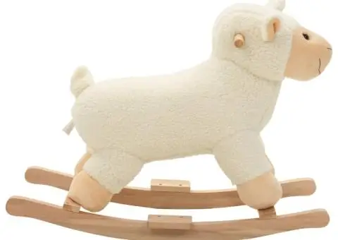 Balansoar oaie, pluș, 78 x 34 x 58 cm, alb - 2/5