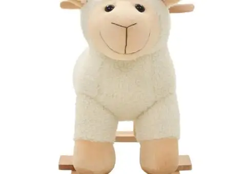 Balansoar oaie, pluș, 78 x 34 x 58 cm, alb - 3/5