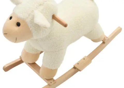 Balansoar oaie, pluș, 78 x 34 x 58 cm, alb - 4/5