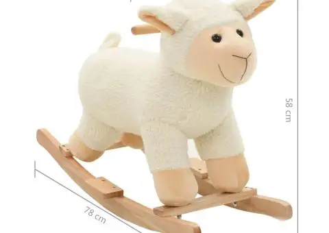 Balansoar oaie, pluș, 78 x 34 x 58 cm, alb - 5/5
