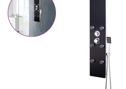 Panou de duș din sticlă, 25x44,6x130 cm, negru - 2/5