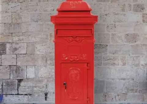 Cutie poștală stâlp, aluminiu, stil vintage, inoxidabil, roșu - 1/5