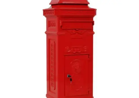 Cutie poștală stâlp, aluminiu, stil vintage, inoxidabil, roșu - 2/5
