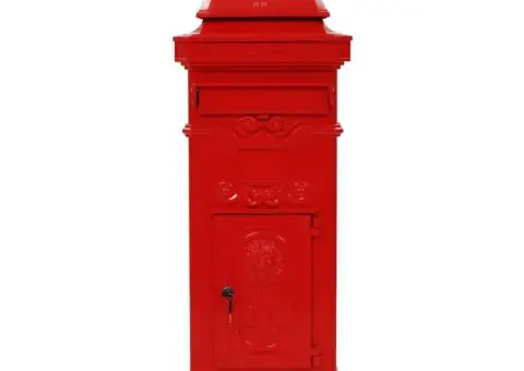 Cutie poștală stâlp, aluminiu, stil vintage, inoxidabil, roșu - 3/5