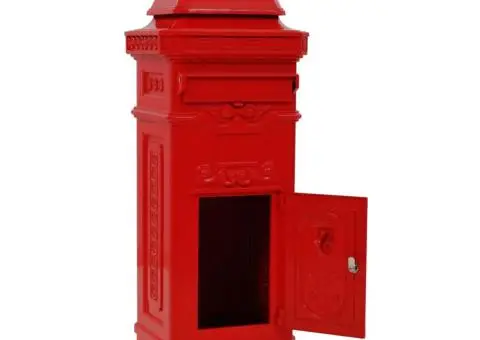 Cutie poștală stâlp, aluminiu, stil vintage, inoxidabil, roșu - 4/5