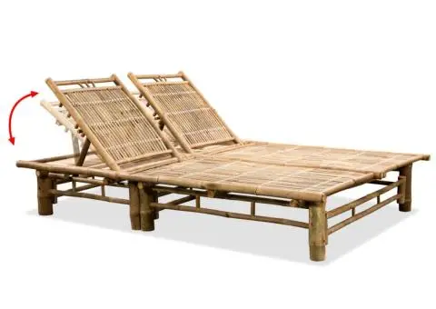Șezlong de plajă pentru 2 persoane, bambus - 4/5