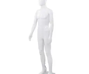 vidaXL Corp manechin masculin, cu suport din sticlă, alb lucios 185 cm