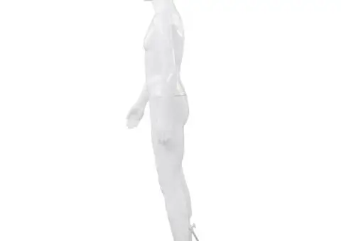 Corp manechin masculin, cu suport din sticlă, alb lucios 185 cm - 3/5