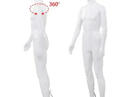 Corp manechin masculin, cu suport din sticlă, alb lucios 185 cm - 5/5