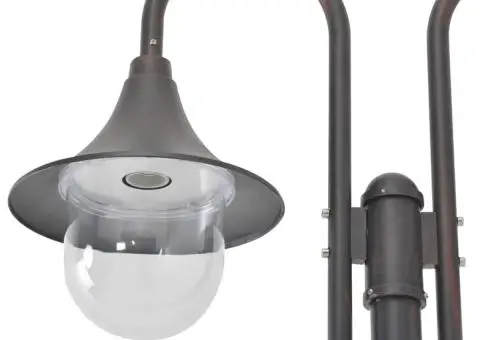 Stâlp cu lumini de grădină E27 220 cm, aluminiu 2 lămpi, bronz - 2/4