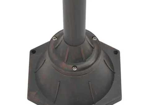 Stâlp cu lumini de grădină E27 220 cm, aluminiu 2 lămpi, bronz - 4/4