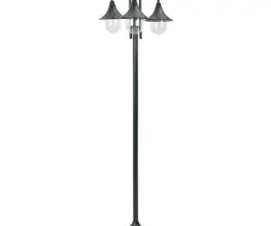 vidaXL Stâlp iluminat grădină E27 220cm aluminiu 3 lămpi verde închis
