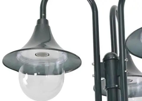 Stâlp iluminat grădină E27 220cm aluminiu 3 lămpi verde închis - 4/4