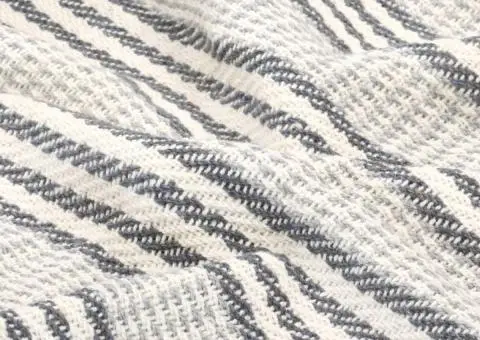 Pătură decorativă cu dungi, bumbac, 220 x 250 cm, gri și alb - 5/5