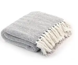 vidaXL Pătură decorativă model spic, bumbac, 220 x 250 cm, gri