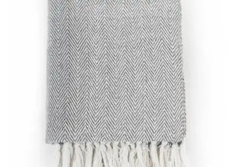 Pătură decorativă model spic, bumbac, 220 x 250 cm, gri - 2/5
