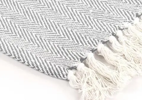 Pătură decorativă model spic, bumbac, 220 x 250 cm, gri - 4/5