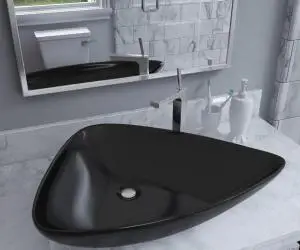 vidaXL Chiuvetă din ceramică, negru, 645 x 455 x 115 mm, triunghi
