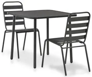vidaXL Set mobilier bistro, 3 piese, gri închis, oțel