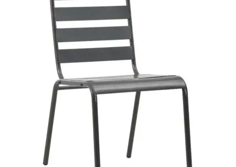 Set mobilier de exterior, 7 piese, gri închis, oțel - 5/5