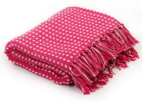 Cuvertură cu pătrățele, bumbac, 160 x 210 cm, roz - 1/5
