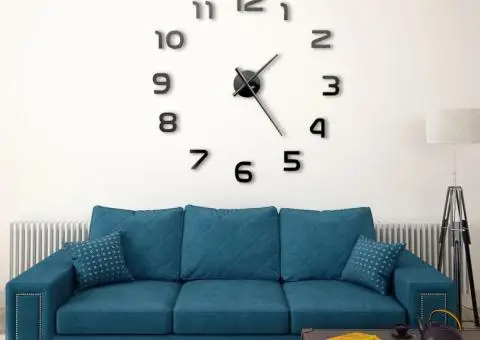 Ceas de perete 3D, negru, 100 cm, XXL, design modern - 1/5