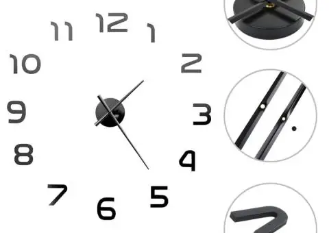 Ceas de perete 3D, negru, 100 cm, XXL, design modern - 2/5