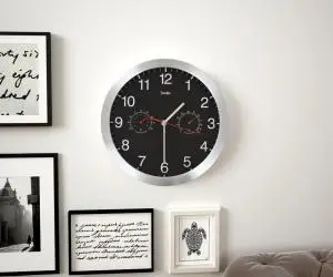 vidaXL Ceas perete mecanism cuarț, higrometru/termometru, negru, 30 cm
