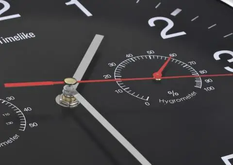 Ceas perete mecanism cuarț, higrometru/termometru, negru, 30 cm - 4/5