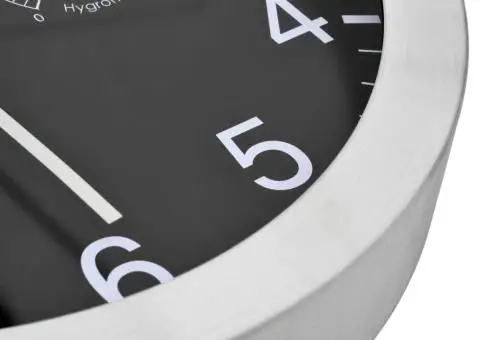 Ceas perete mecanism cuarț, higrometru/termometru, negru, 30 cm - 5/5